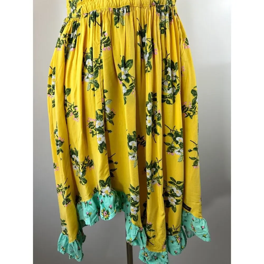 Matilda Jane Hooked On A Feeling Dress Yellow Ruffle Smocked Women's Size Small - Picture 12 of 14